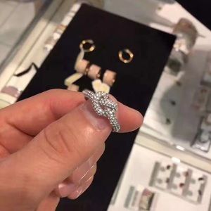 Michael Kors Silver Tone Pave Crystals Ring Size 6